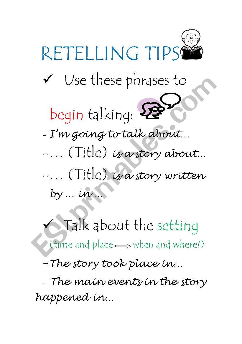 Retelling tips for students worksheet