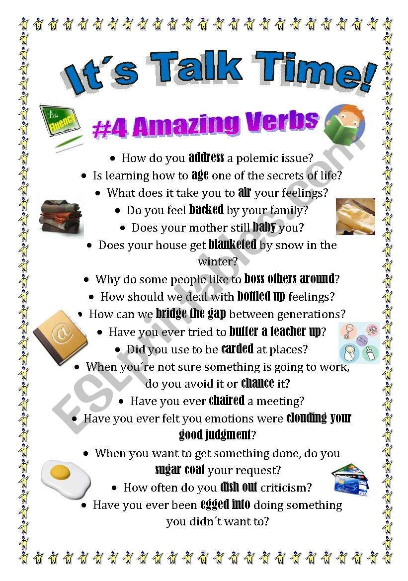 Talk Time #4 - Amazing Verbs worksheet
