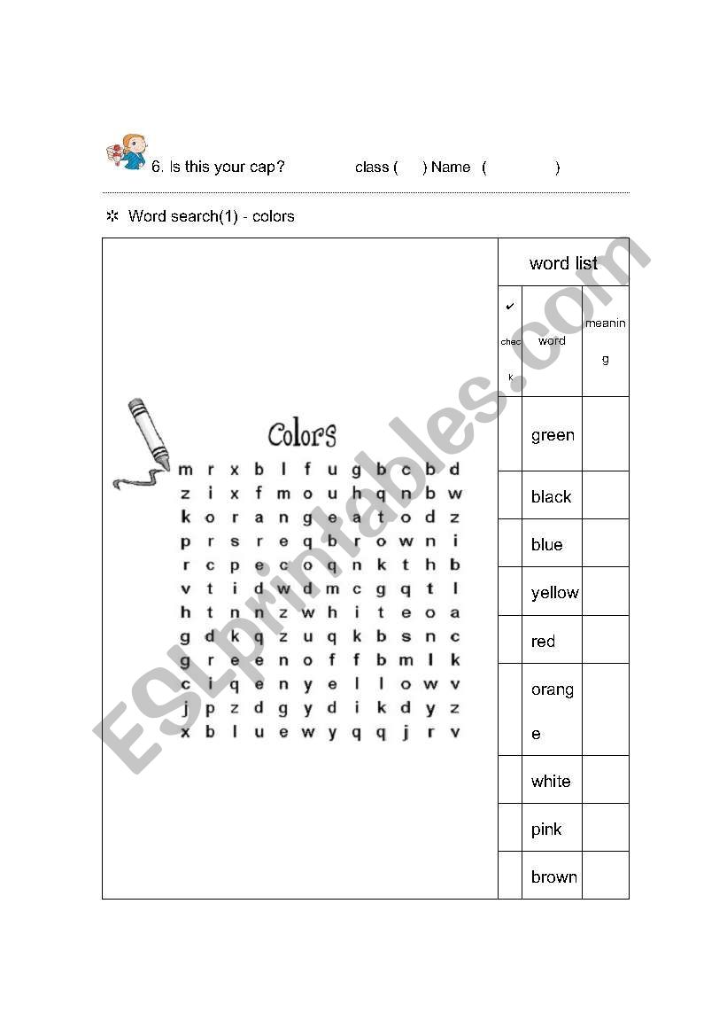6. Is this your cap?     worksheet