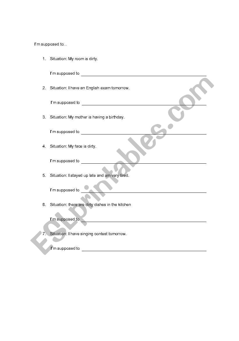 I feel, I should activity worksheet