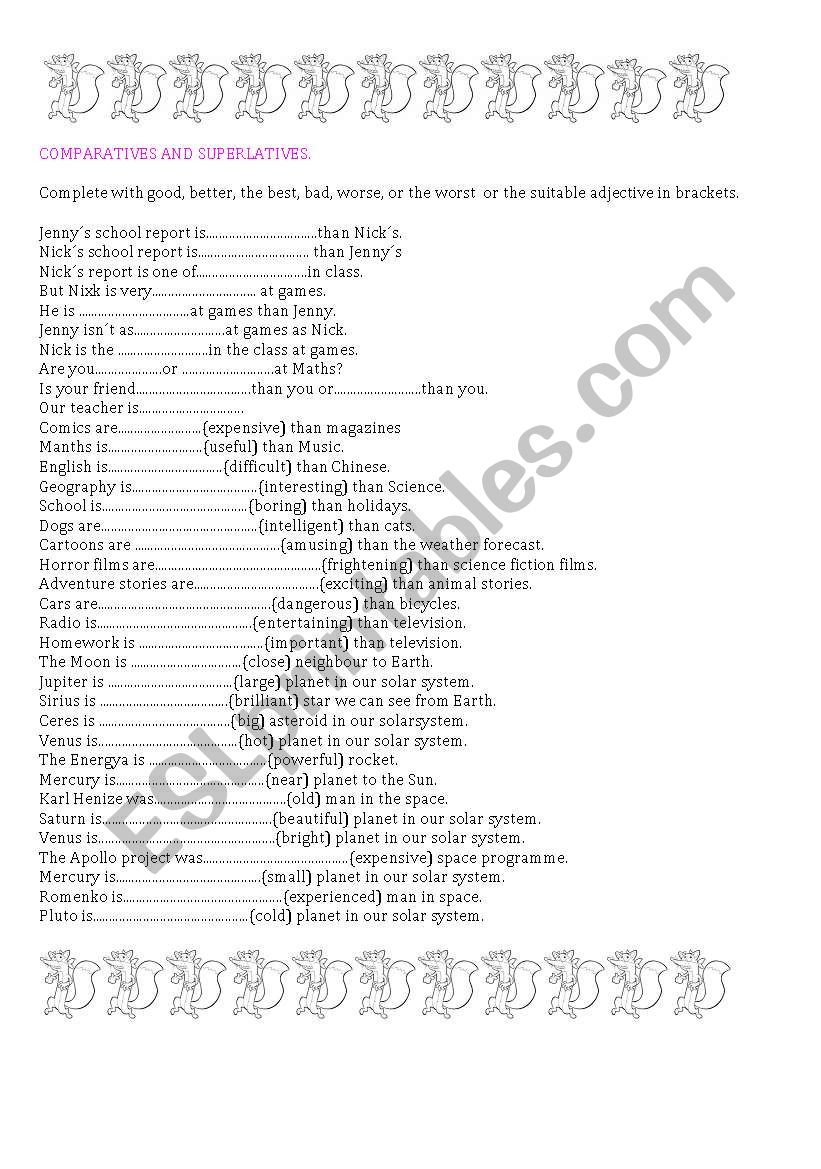 Comparatives and superlatives.