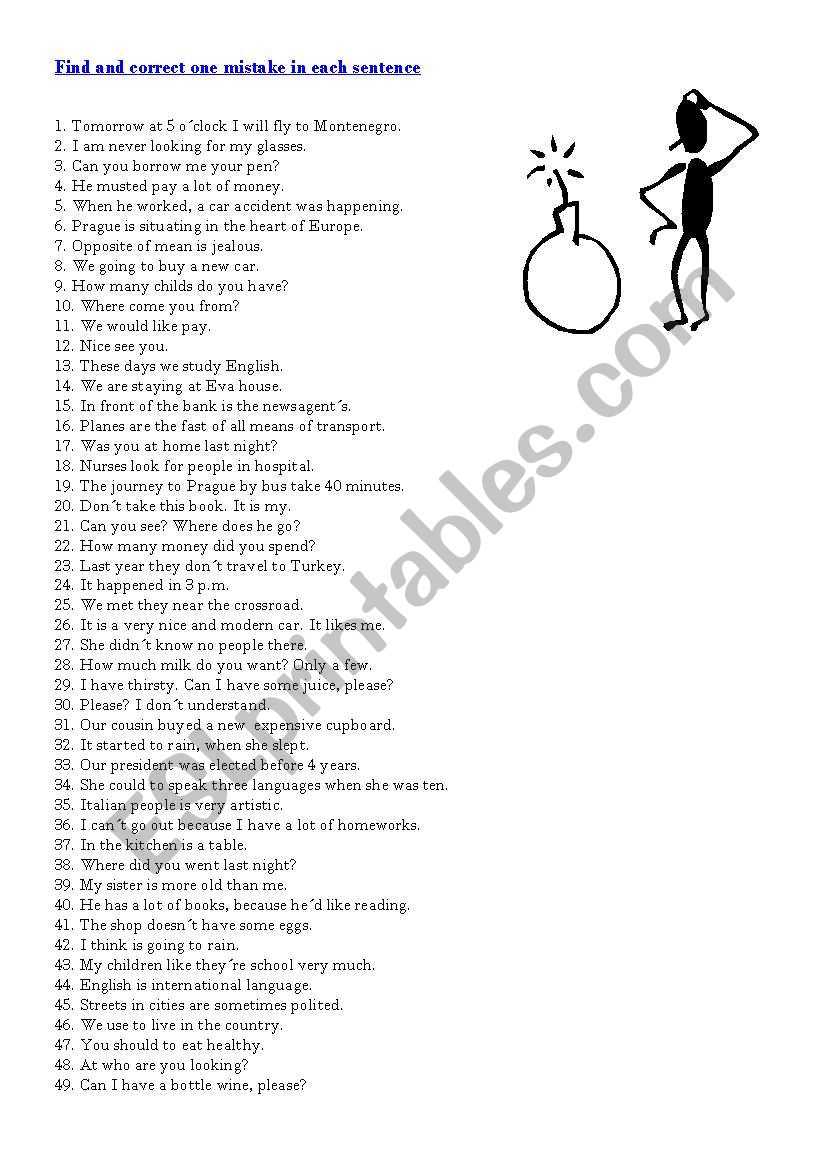 Find a mistake (pre-intermediate)