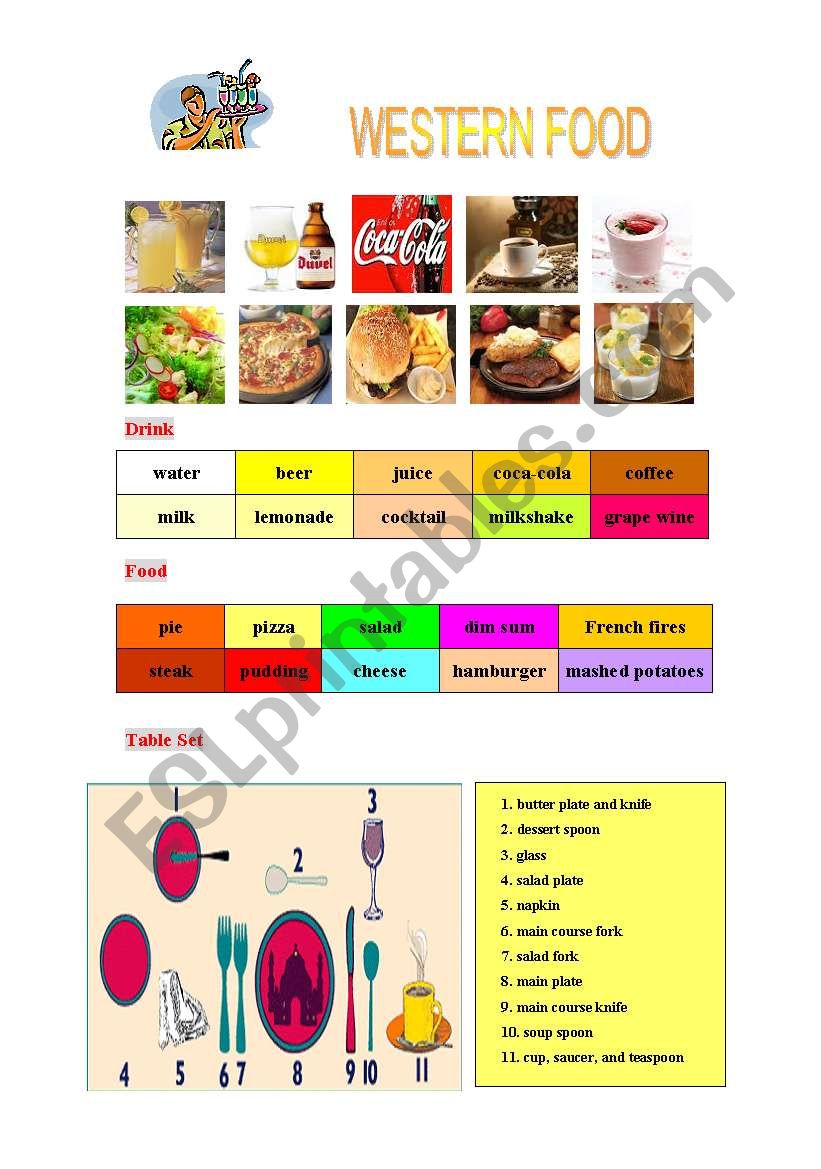 western food worksheet