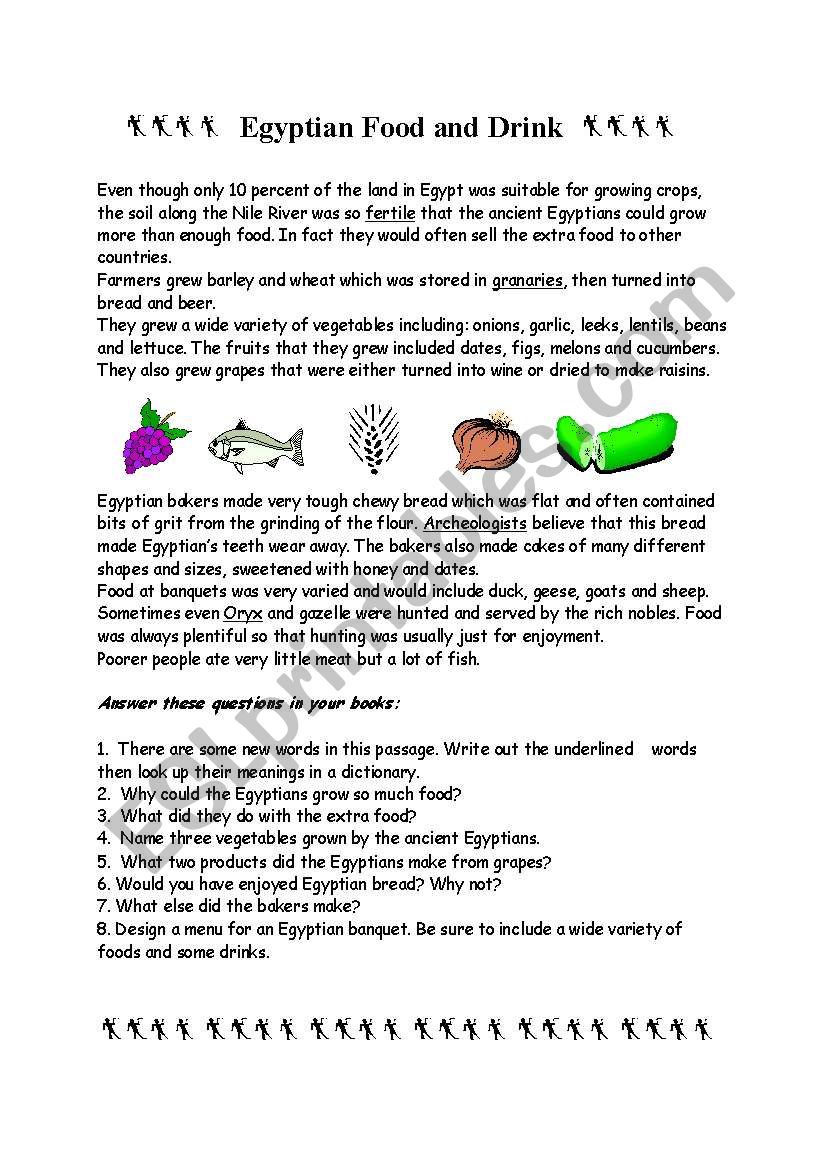 Egyptian Food and Drink worksheet