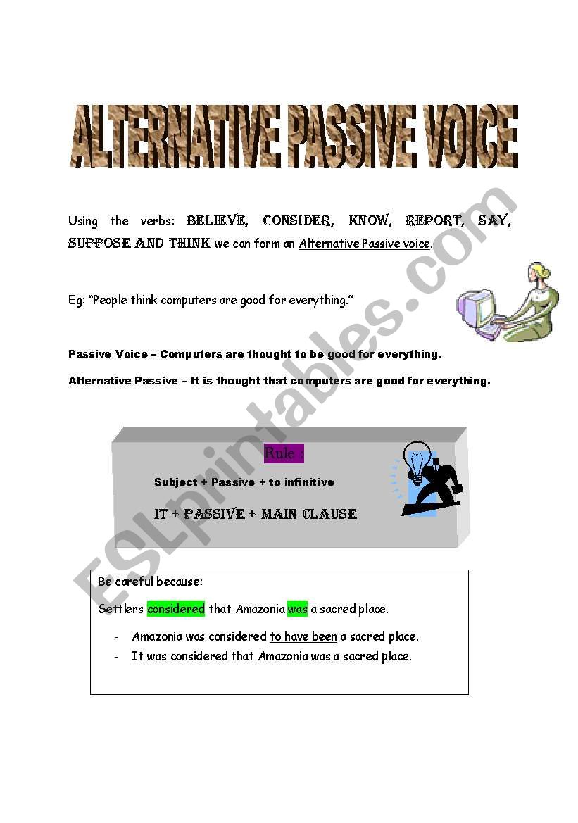 Alternative Passive Voice worksheet