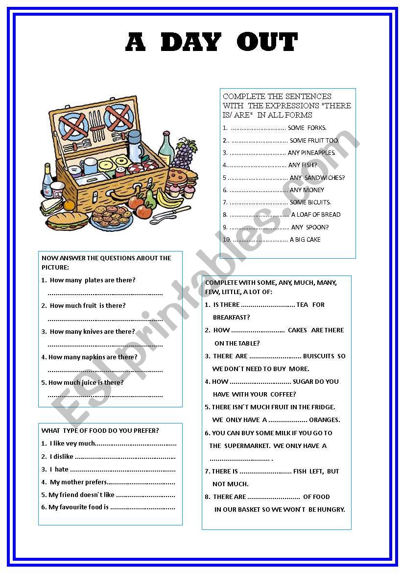 A day out worksheet