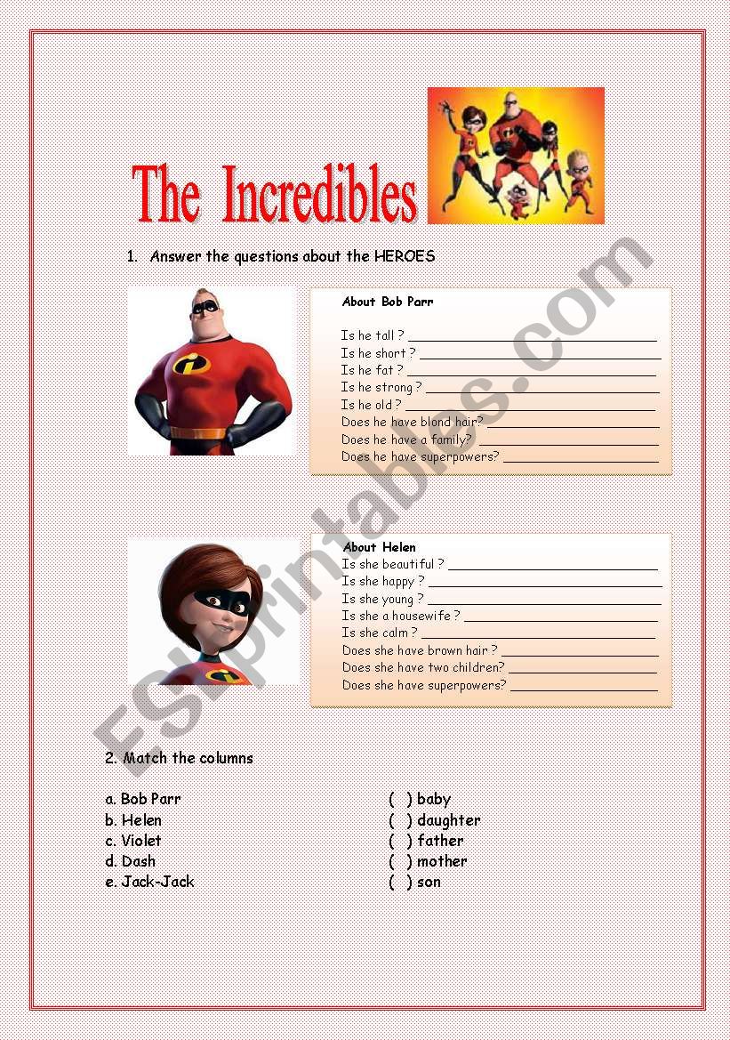 The Incredibles - movie activity
