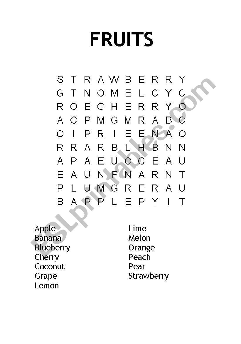 Fruits worksheet