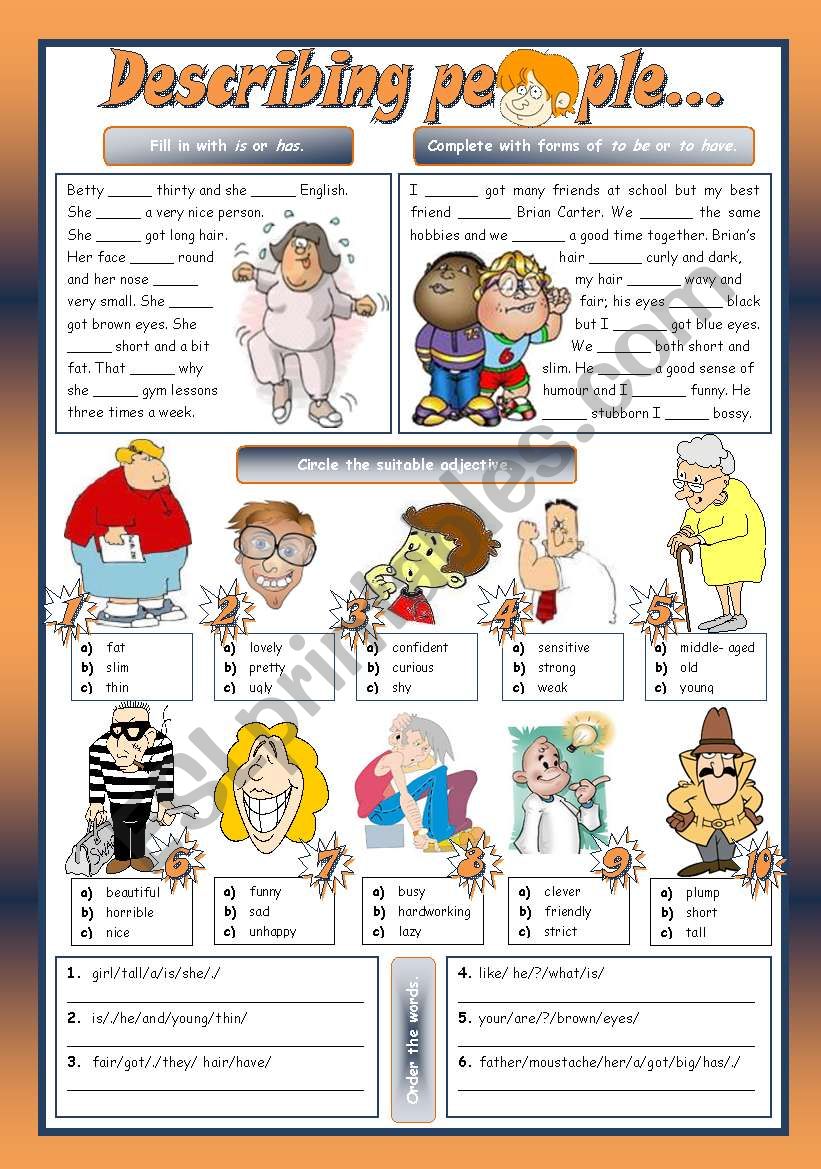 DESCRIBING PEOPLE... worksheet