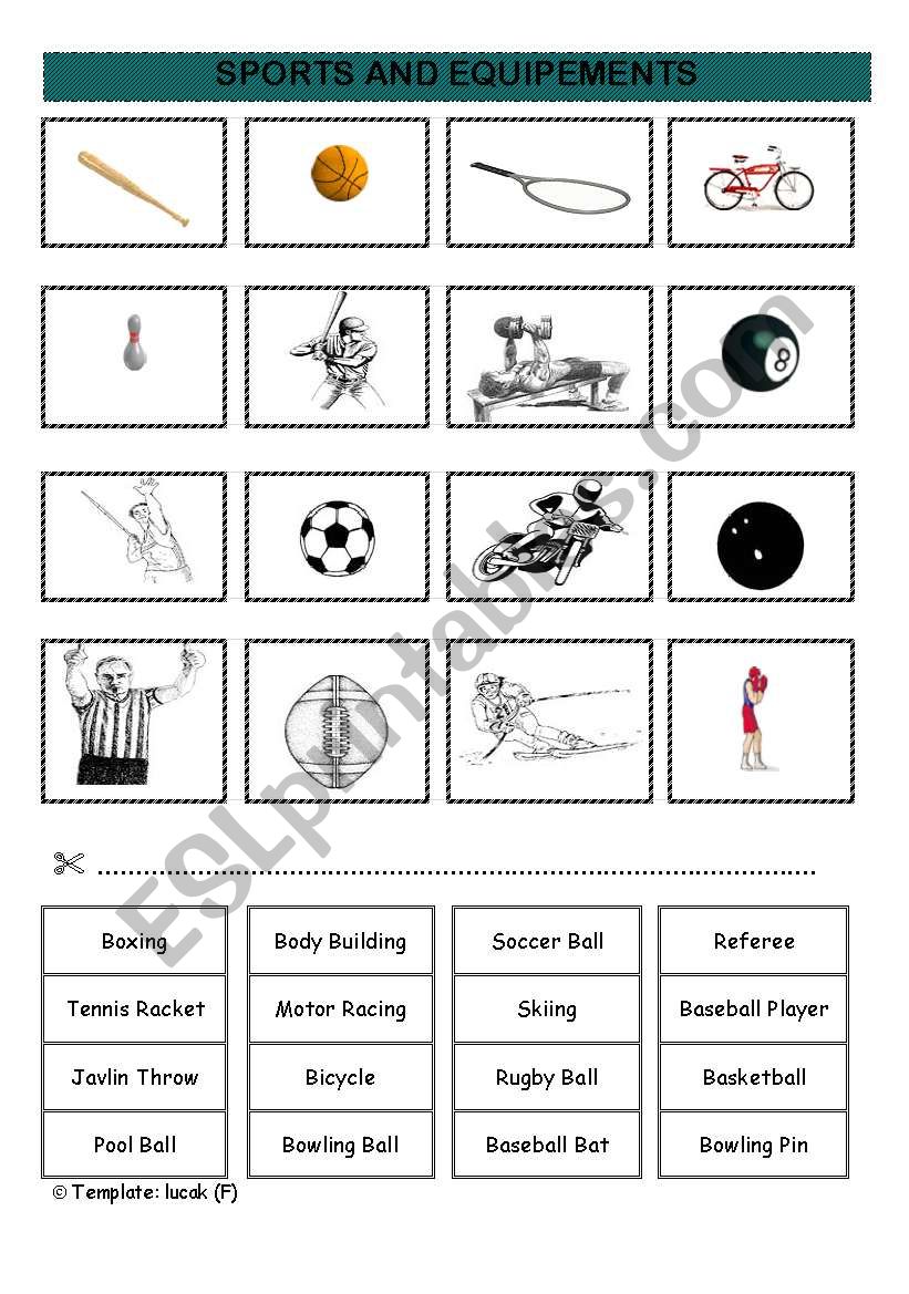 Sports and Equipments worksheet