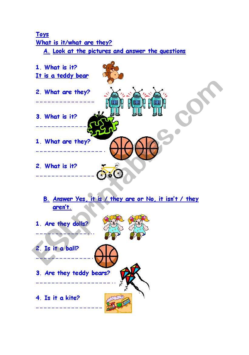 toys worksheet