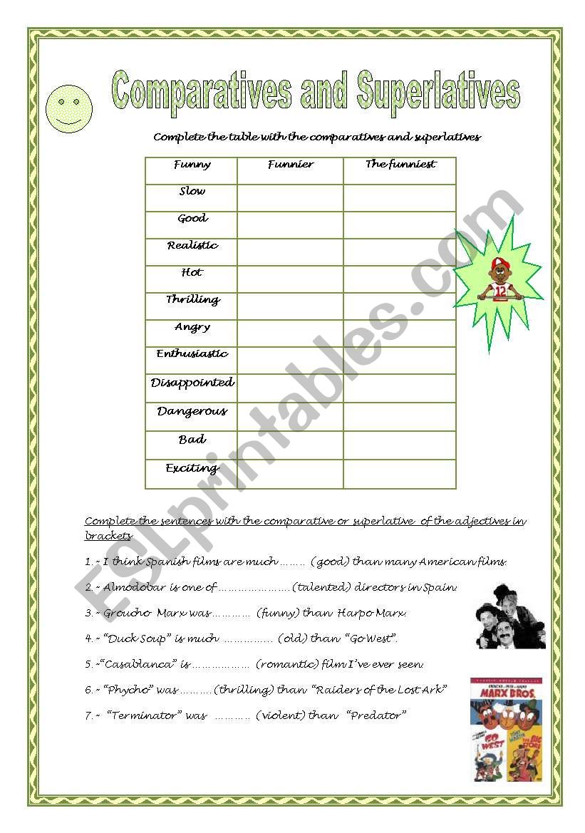 COMPARATIVES AND SUPERLATIVES worksheet