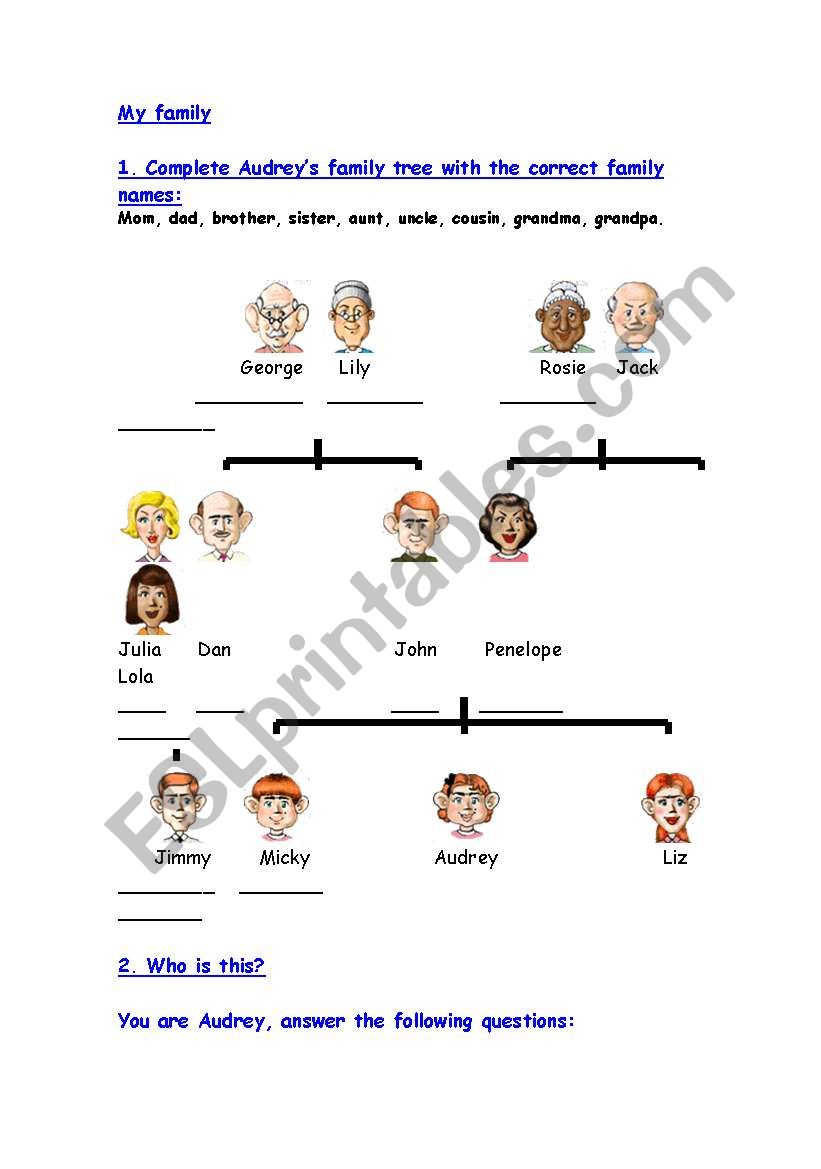Family tree worksheet
