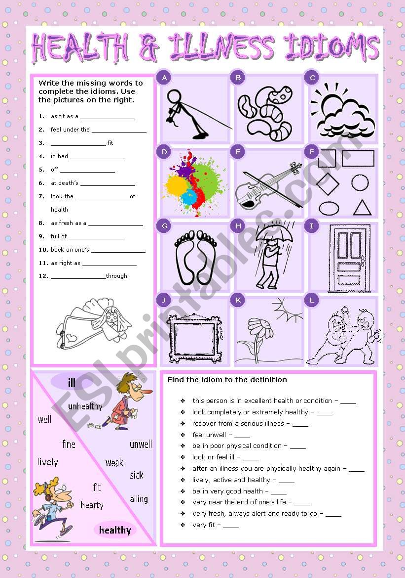 HEALTH & ILLNESS IDIOMS worksheet