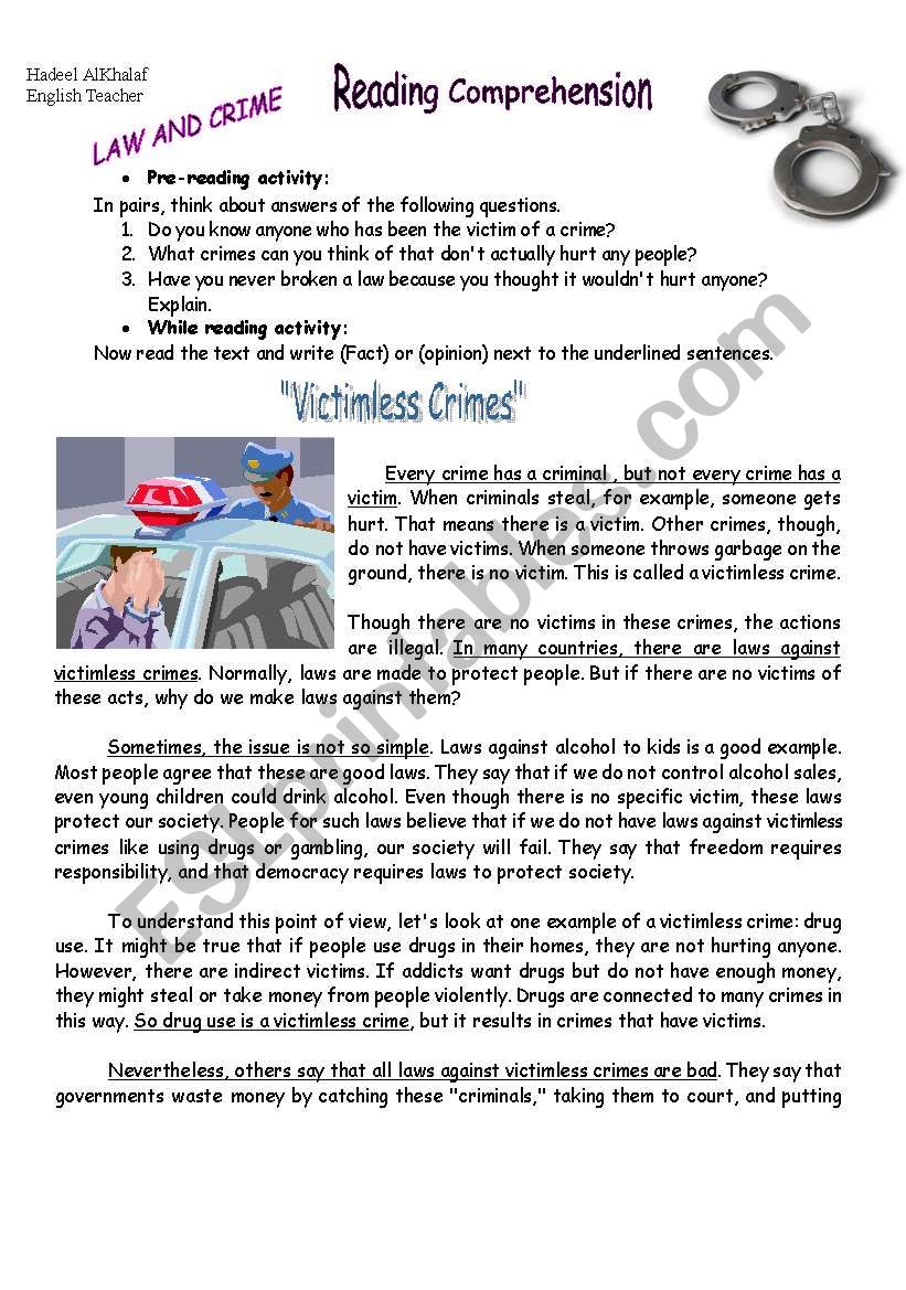 Victimless Crimes worksheet