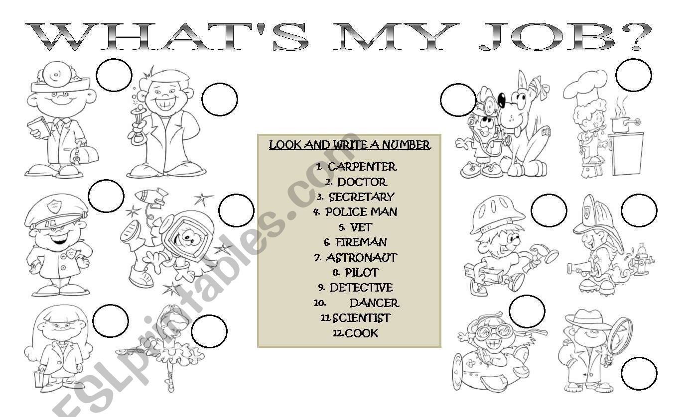 whats my job? worksheet