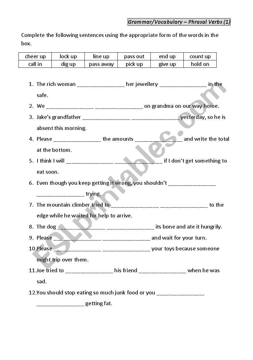 phrasal verb and tense practice