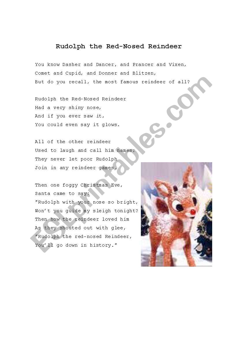 Rudolph the Red-Nosed Reindeer Song Sheet
