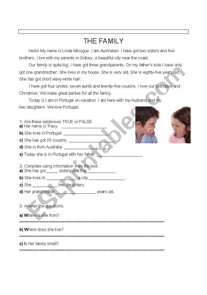 Family worksheet