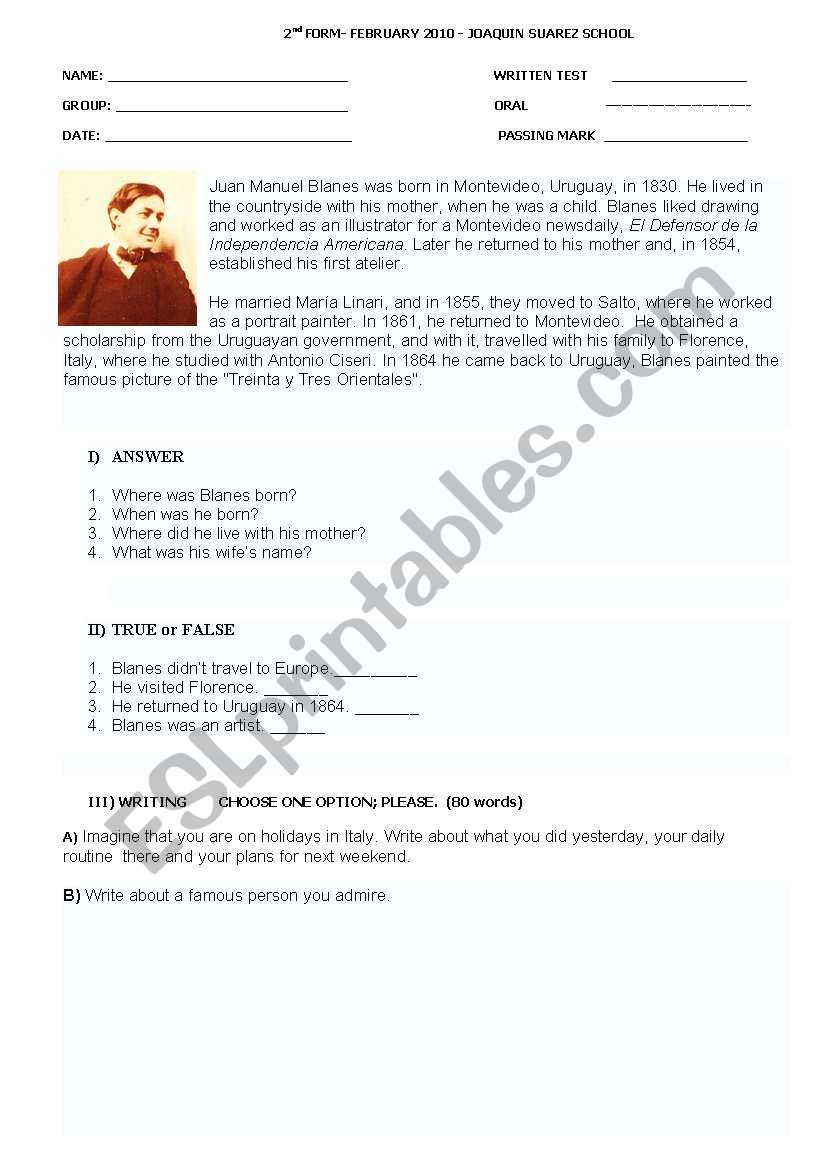 BLANES LIFE worksheet