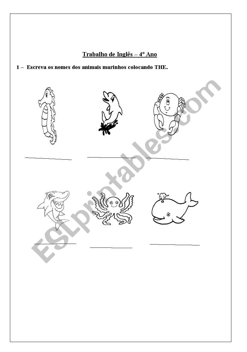 animals worksheet