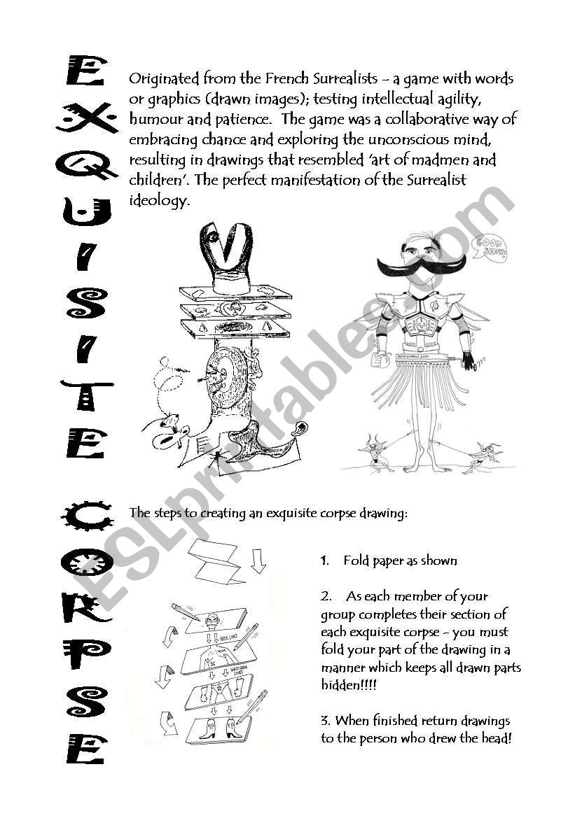 Exquisite Corpse worksheet