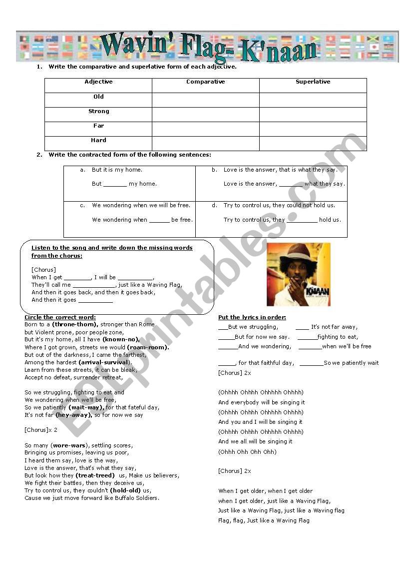 Wavin Flag By KÂ´naan worksheet