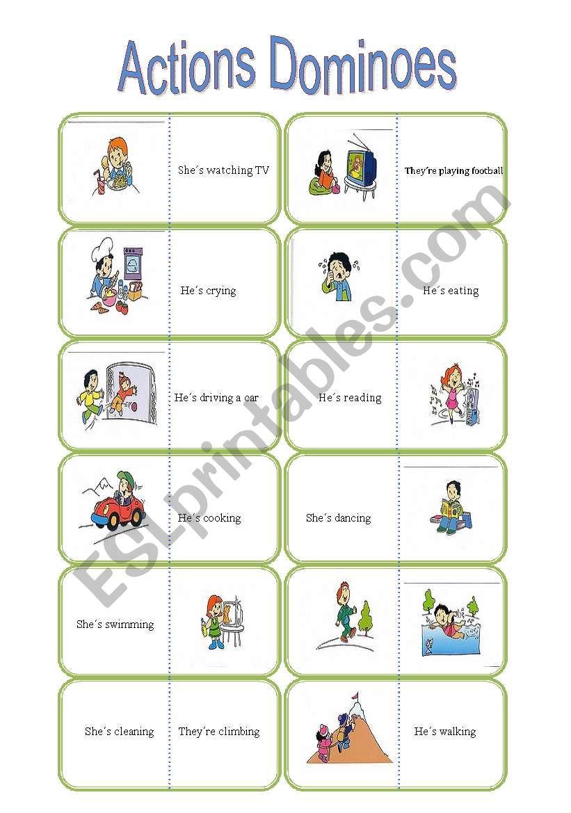 Present continuous Domino worksheet