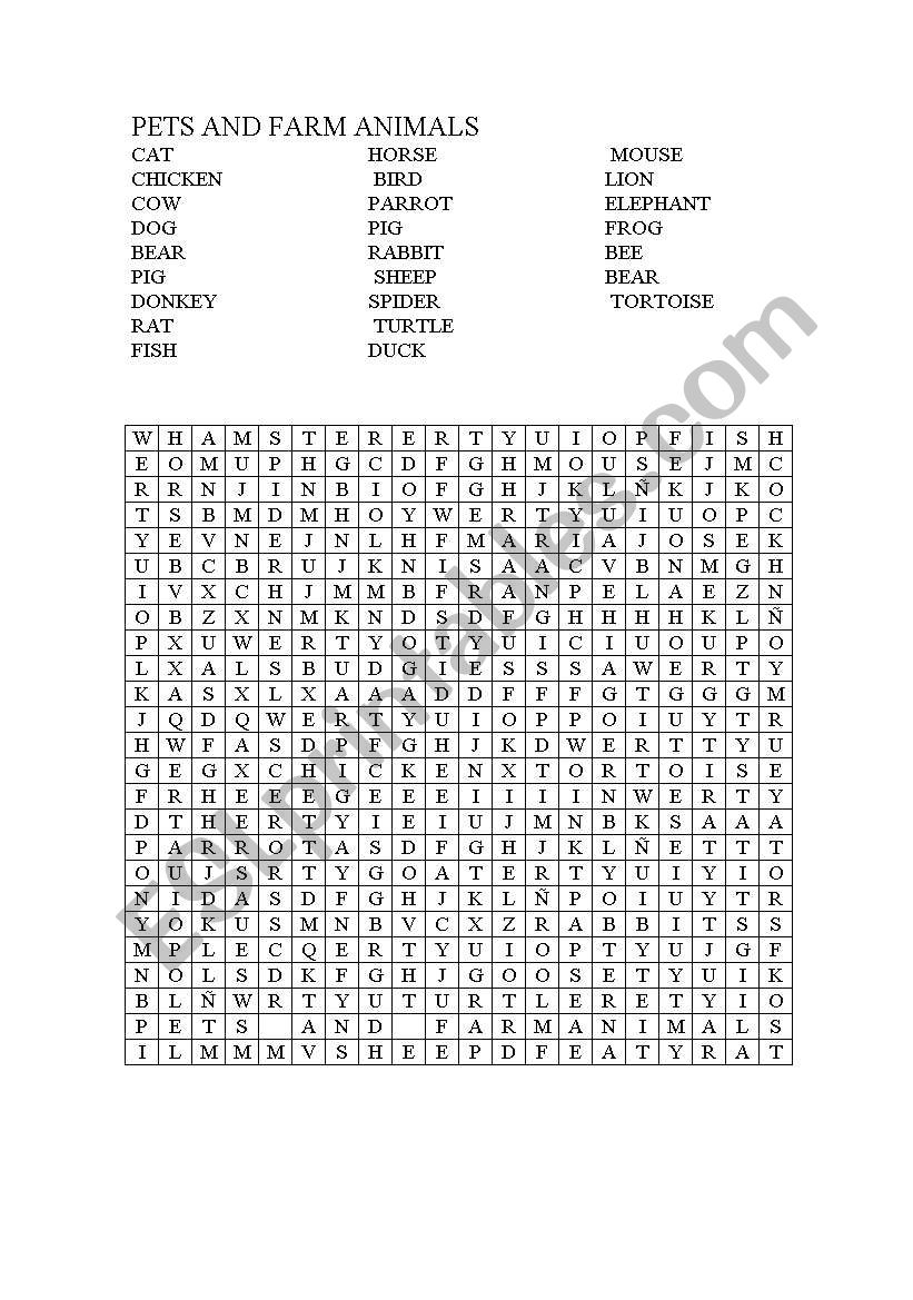 pets and farm animals worksheet