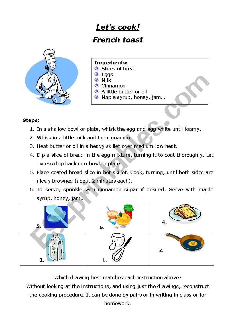 Lets cook! worksheet