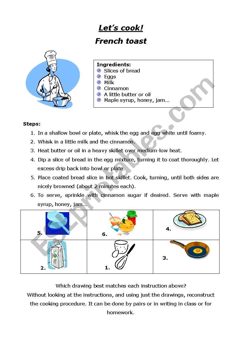 LetÂ´s cook! worksheet