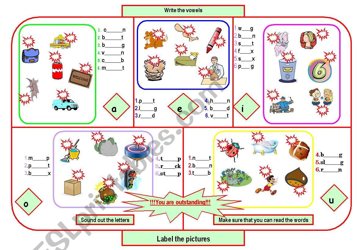 Short vowel sounds worksheet