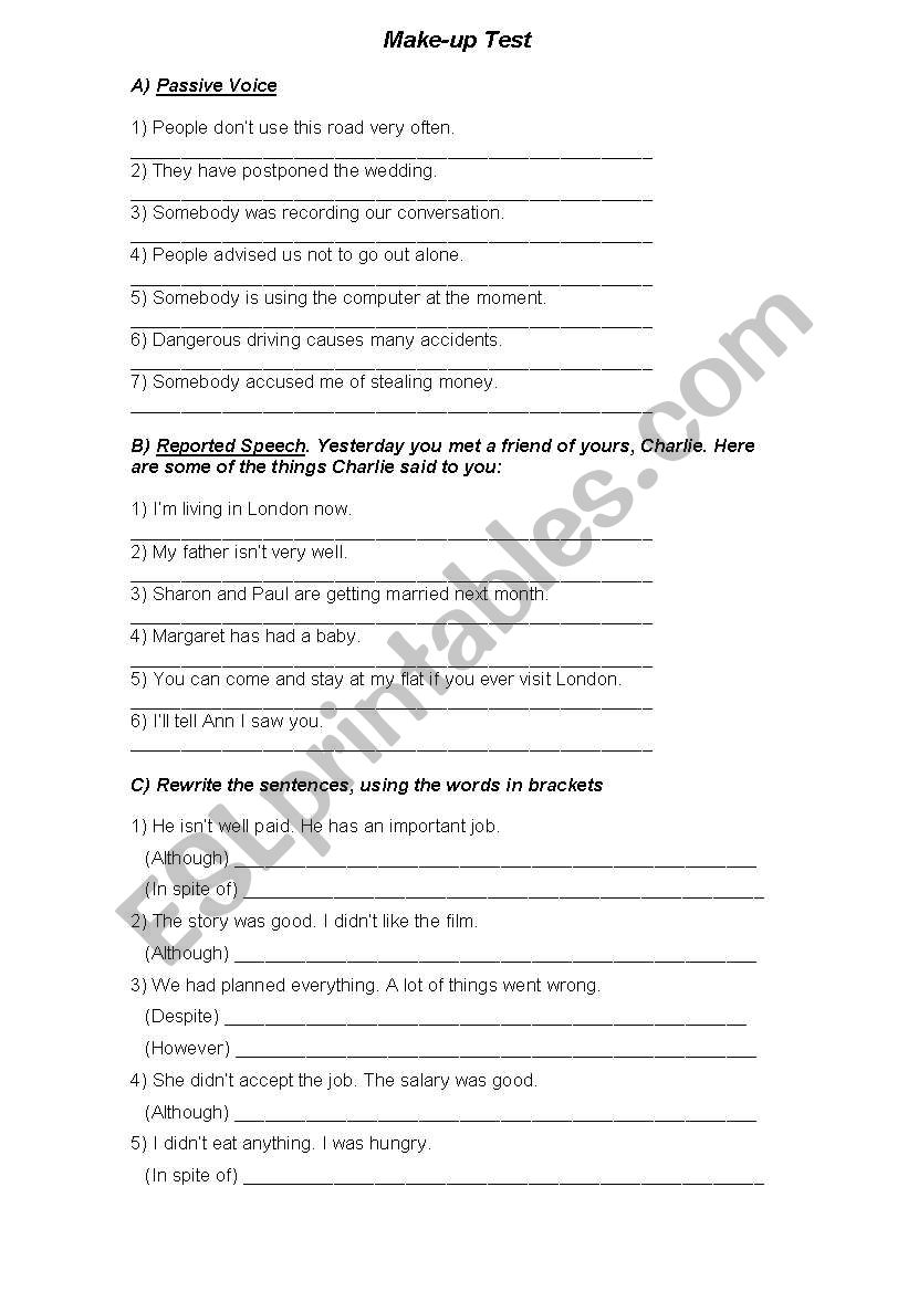 passive voice and reported speech