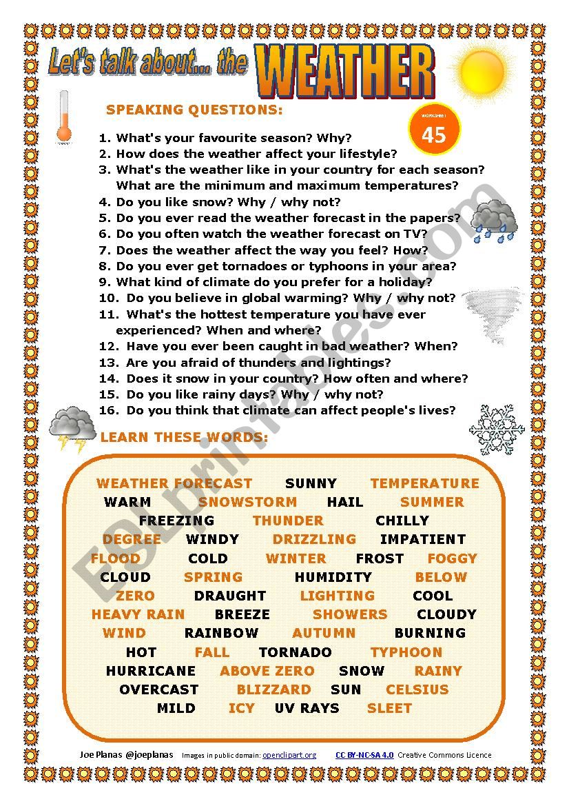 LETÂ´S TALK ABOUT THE WEATHER (SPEAKING SERIES 45) NEW VERSION