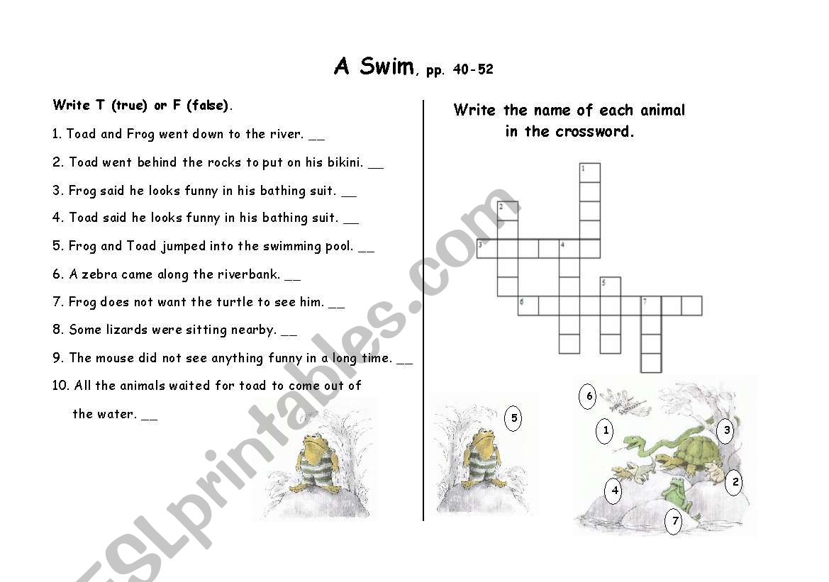 exercises for the book quot Frog and toad are Friends quot by Arnold Lobel part 2