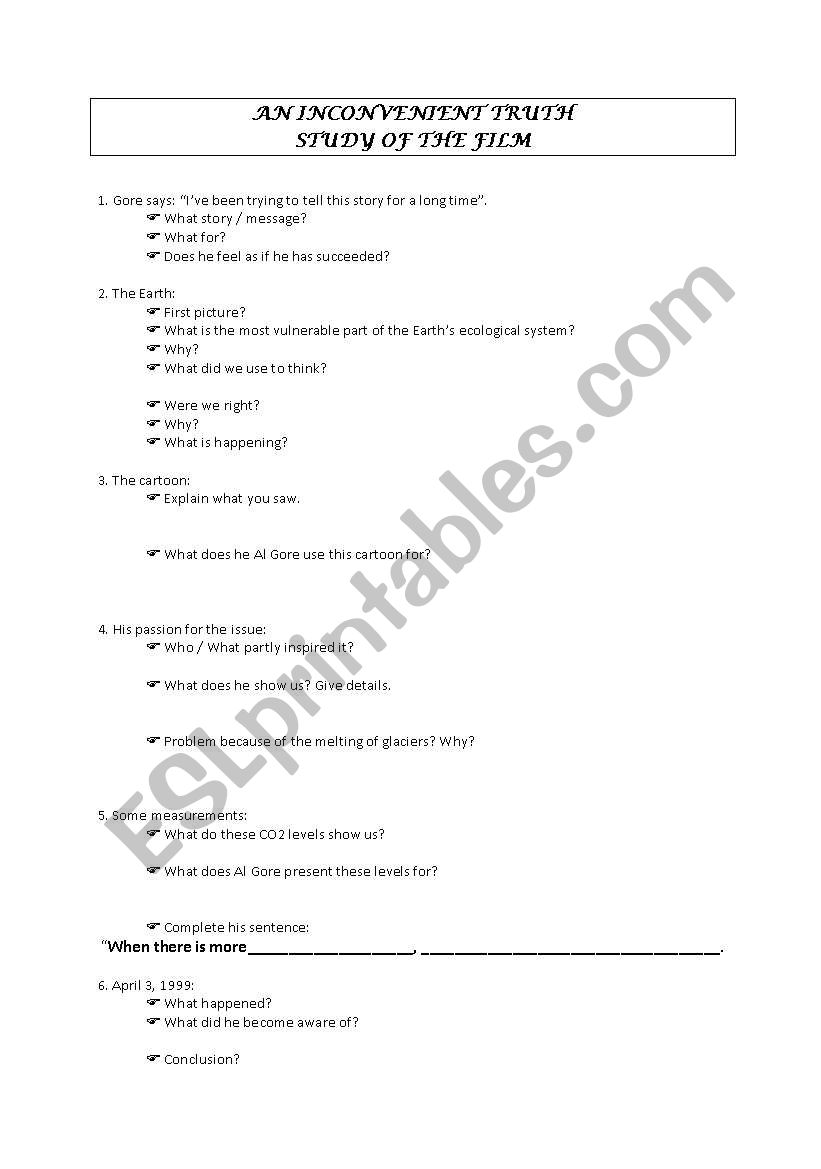 An inconvenient truth worksheet