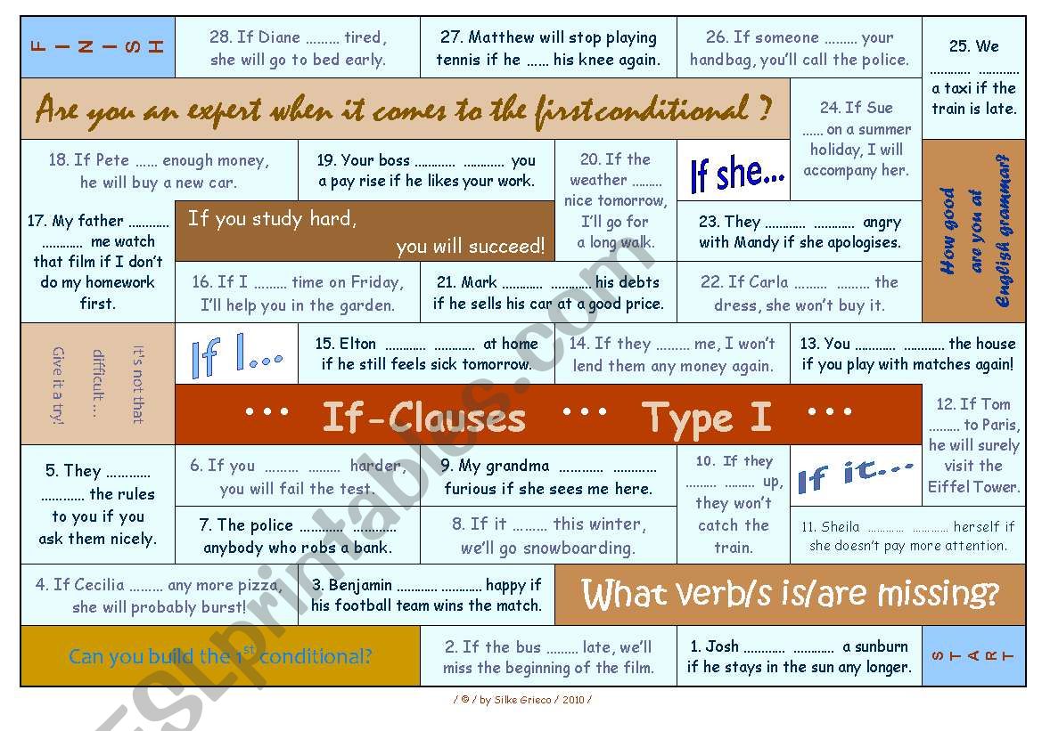 FIRST CONDITIONAL BOARDGAME  IF-CLAUSES, TYPE 1  FULLY EDITABLE FUN ACTIVITY  ANSWER KEY INCLUDED!!