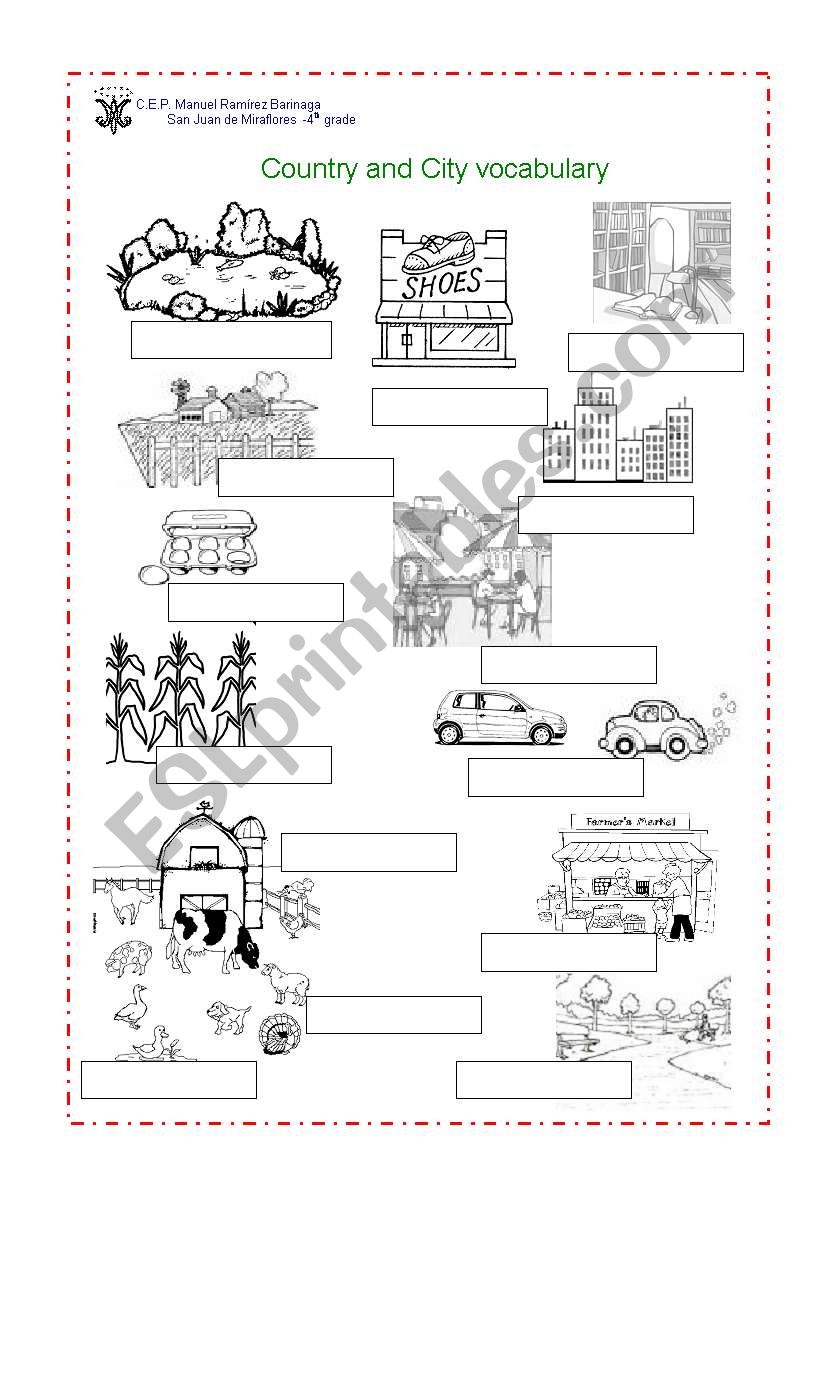 country and city vocabulary worksheet