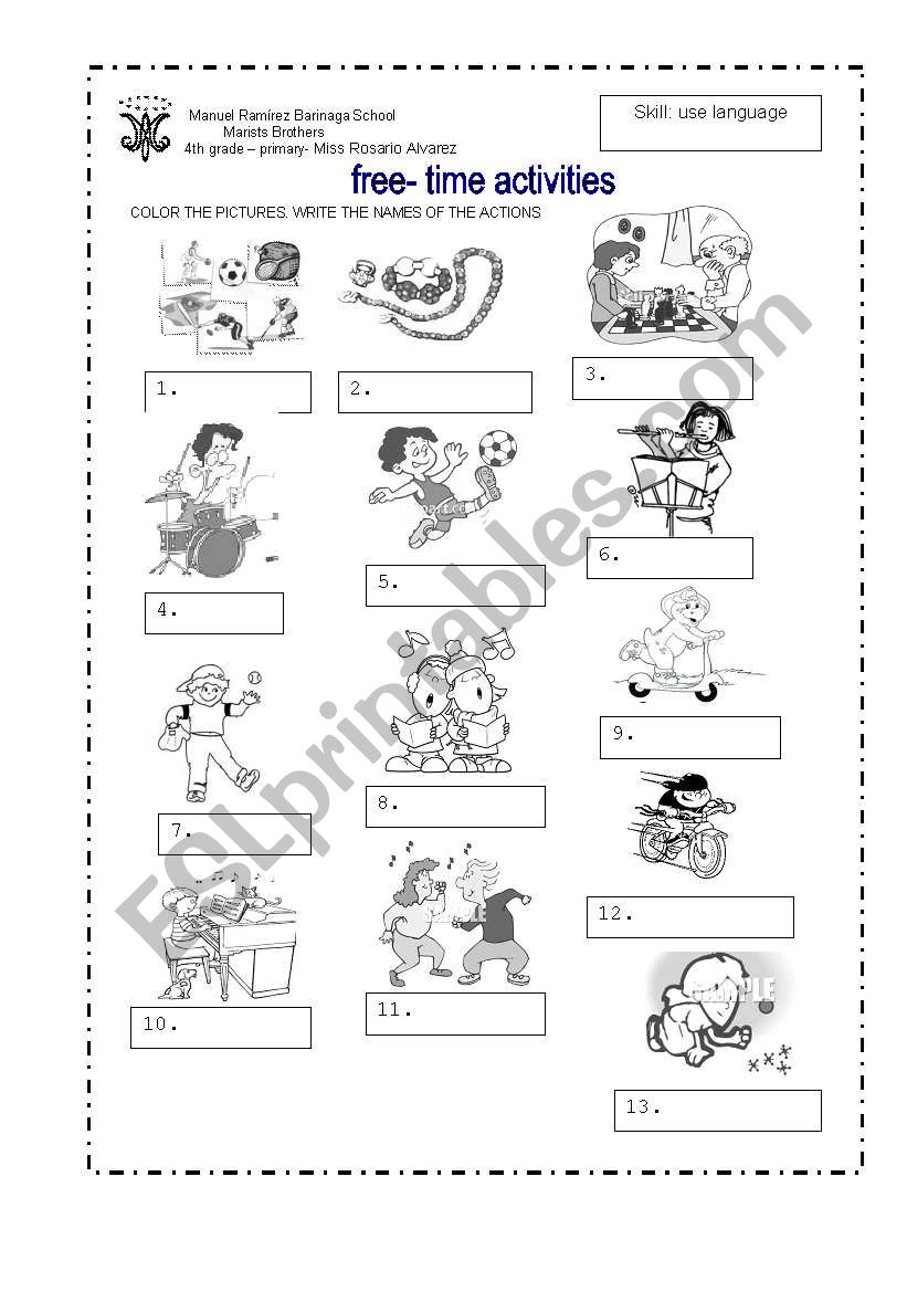 Free time activities worksheet