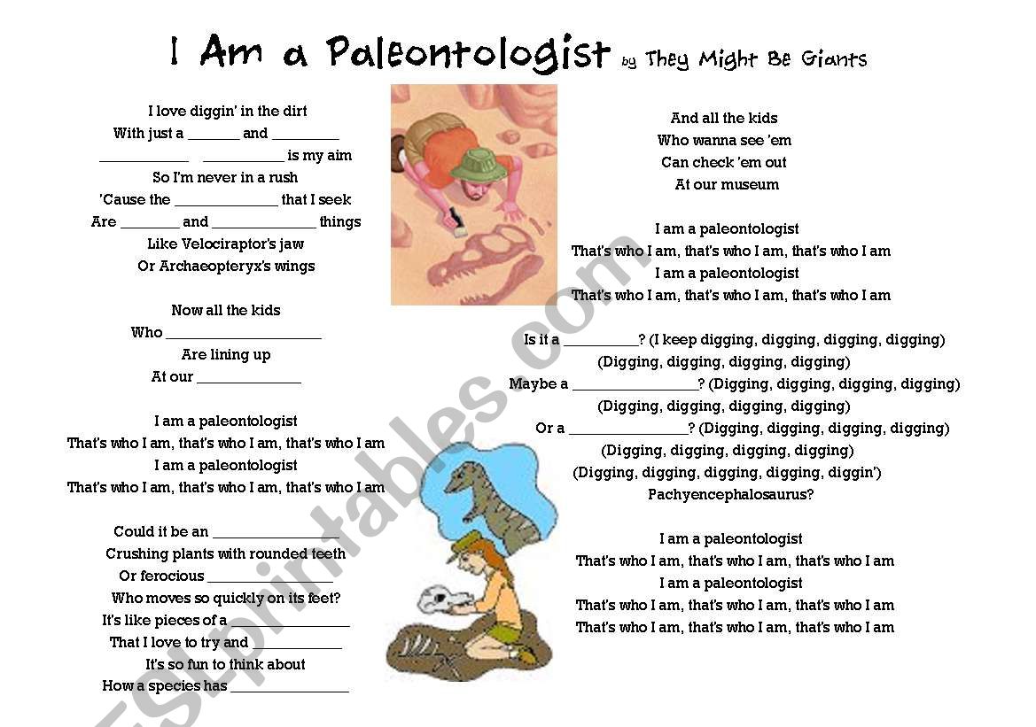 I Am a Paleontologist worksheet