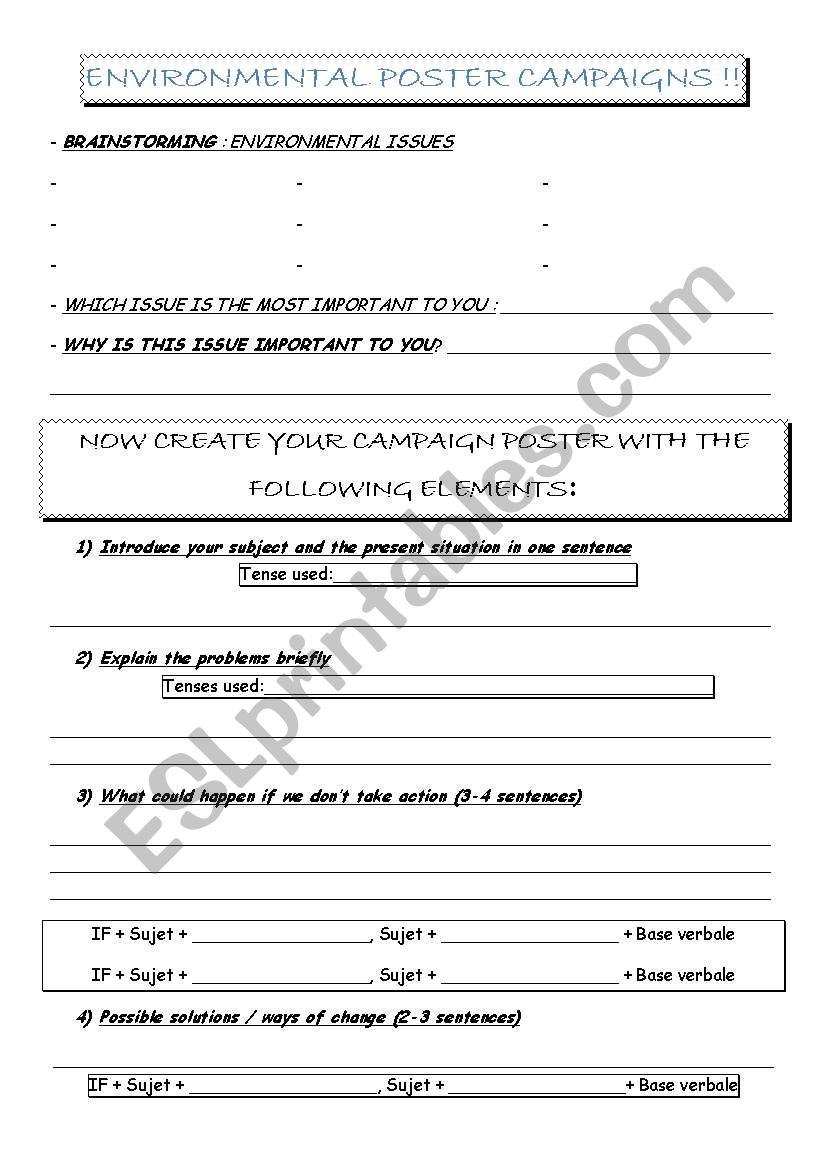 Environmental posters worksheet