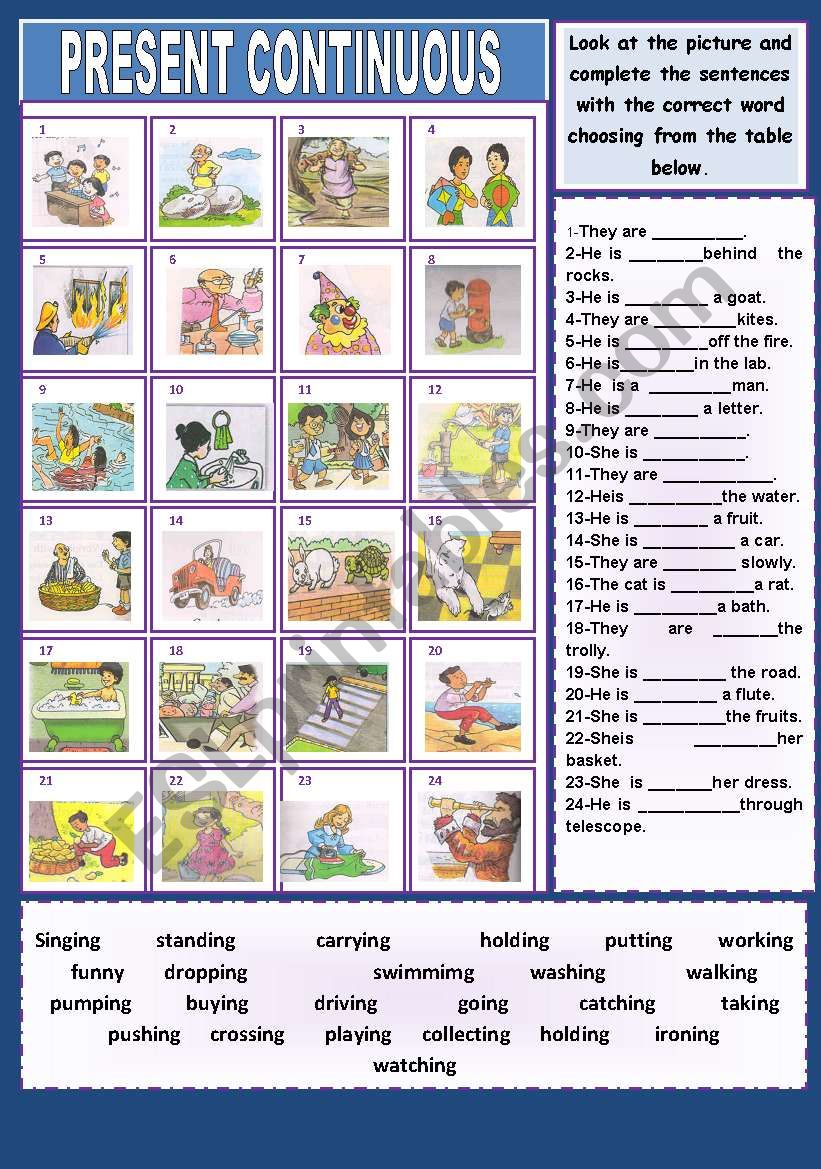 PRESENTCONTINUOUS worksheet