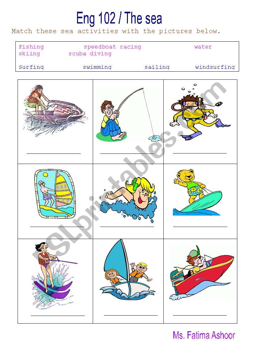 sea activities worksheet