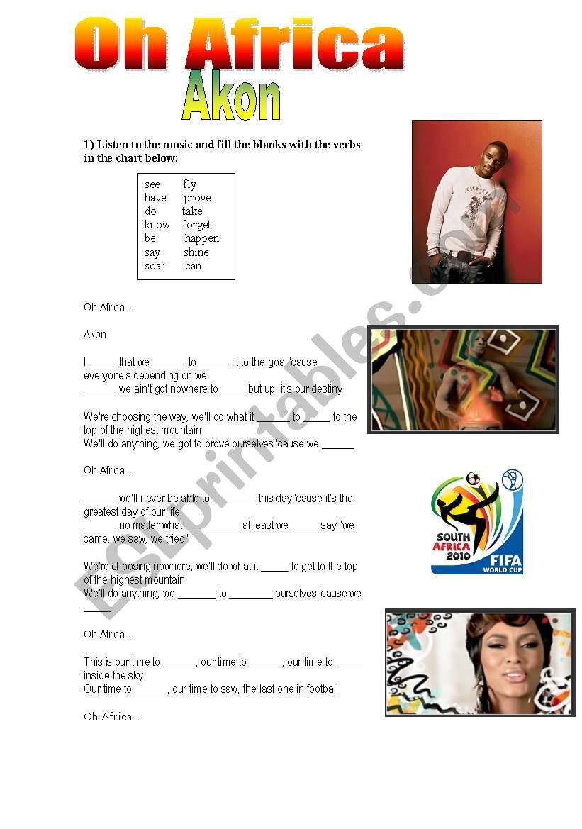 Oh Africa Akon worksheet