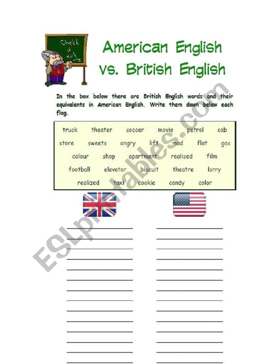 american english british english