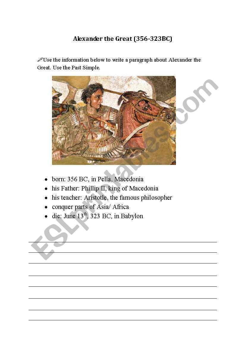 English worksheets: Alexander the great With Alexander The Great Worksheet