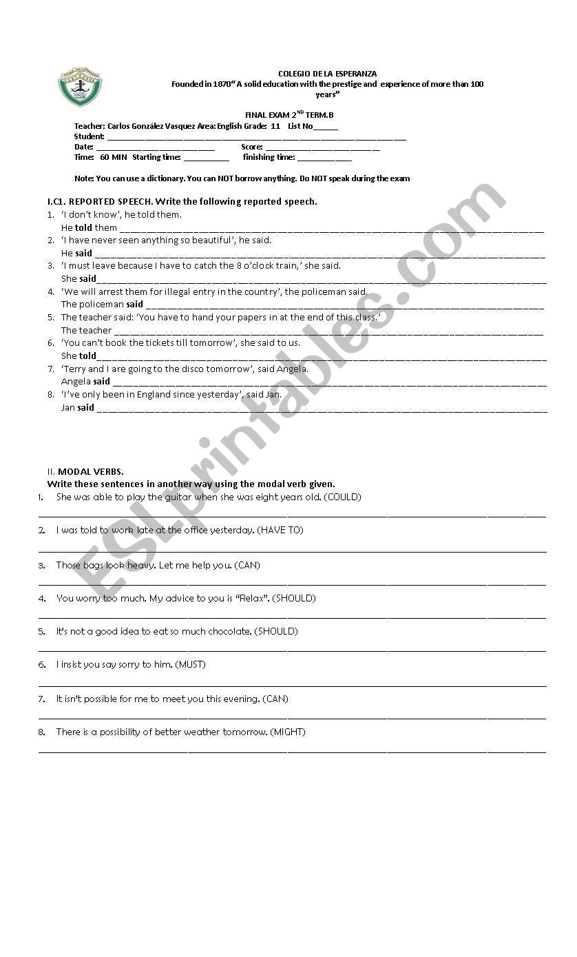 11 th test worksheet