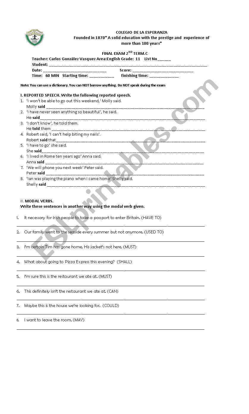 11 th test worksheet