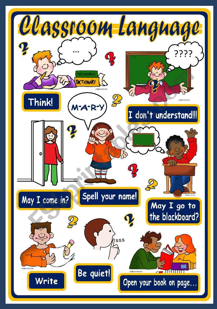 CLASSROOM LANGUAGE - POSTER 2 worksheet