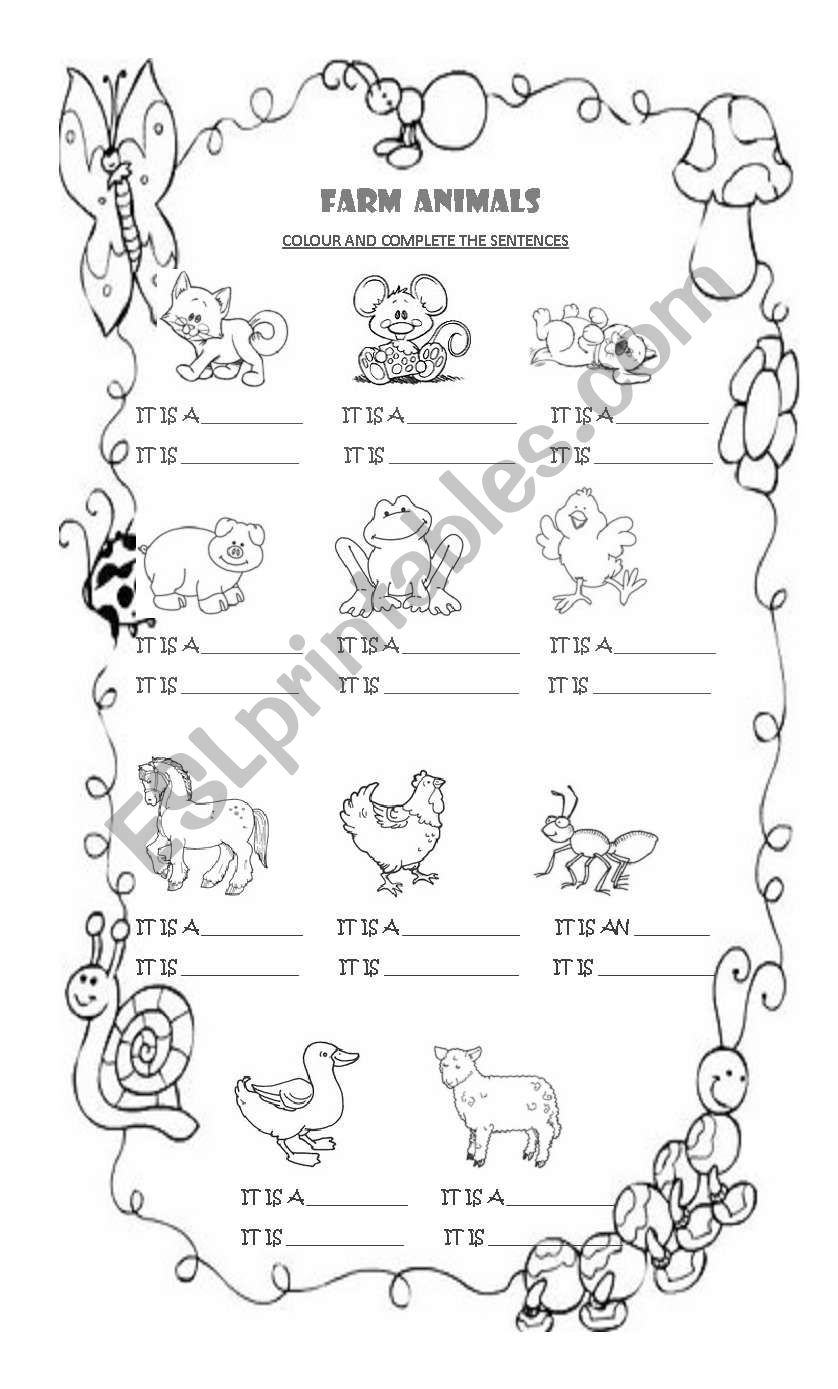 farm animals worksheet